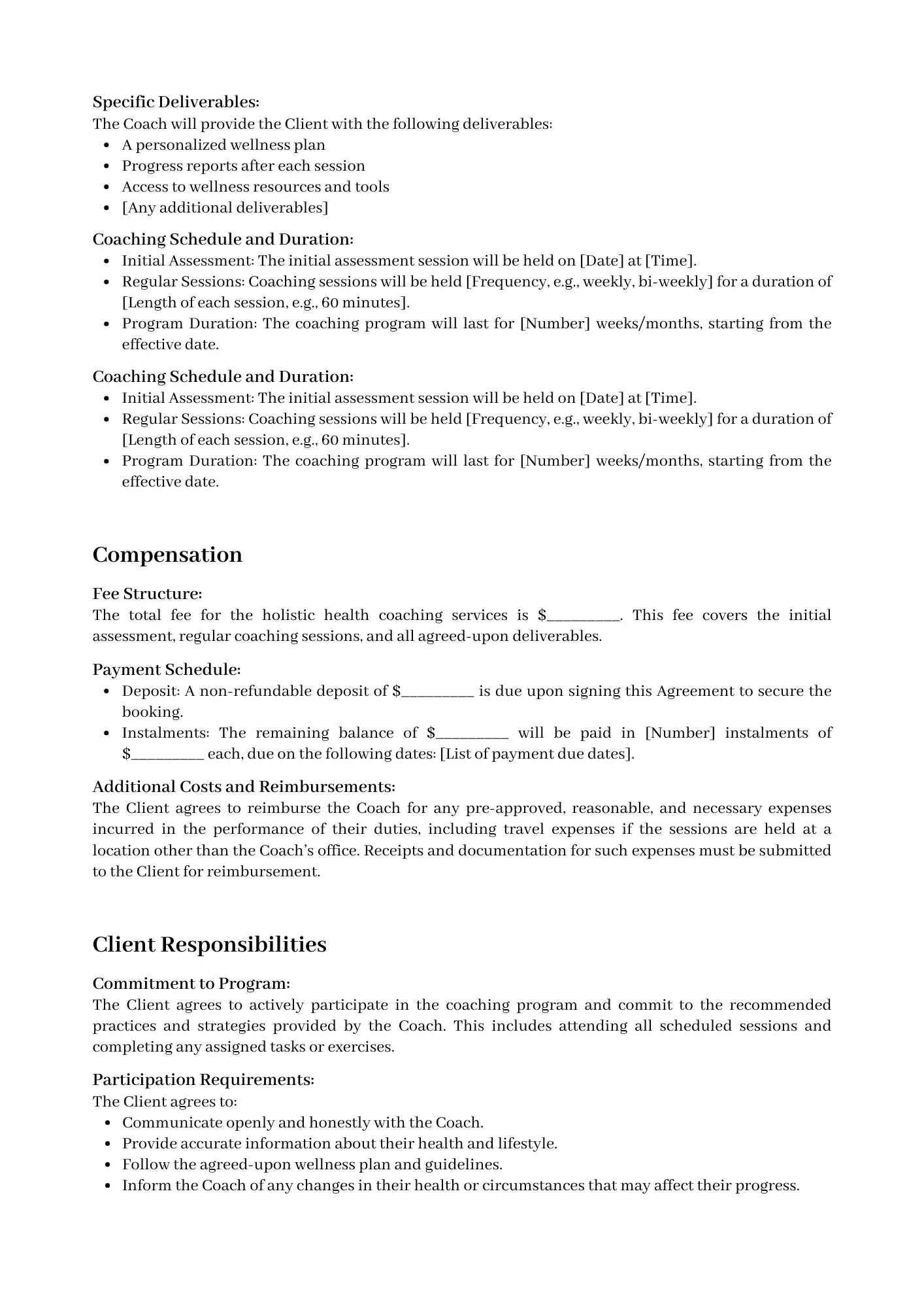 Holistic Health Client-Coach Contract Drake Wellness