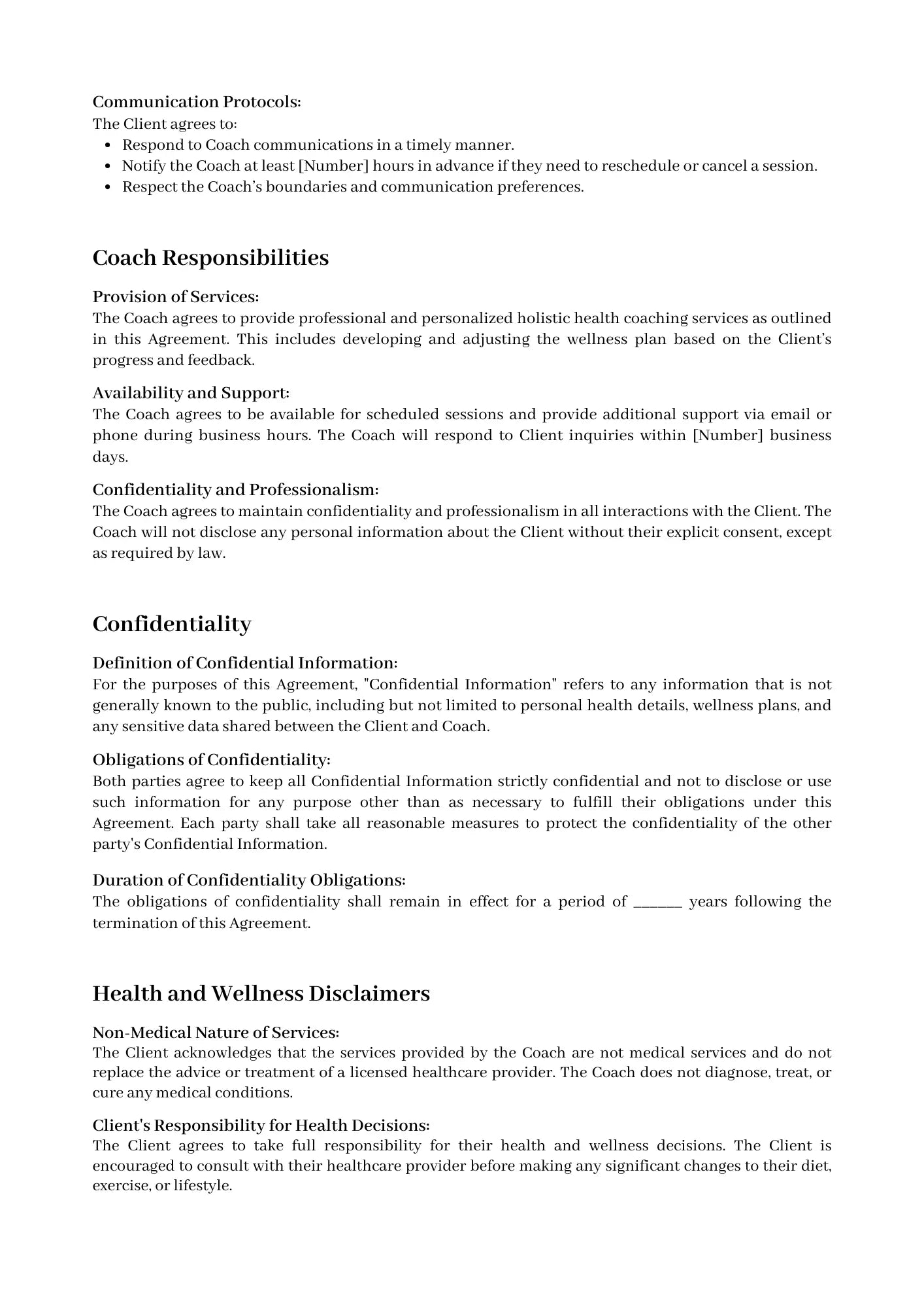 Holistic Health Client-Coach Contract Drake Wellness