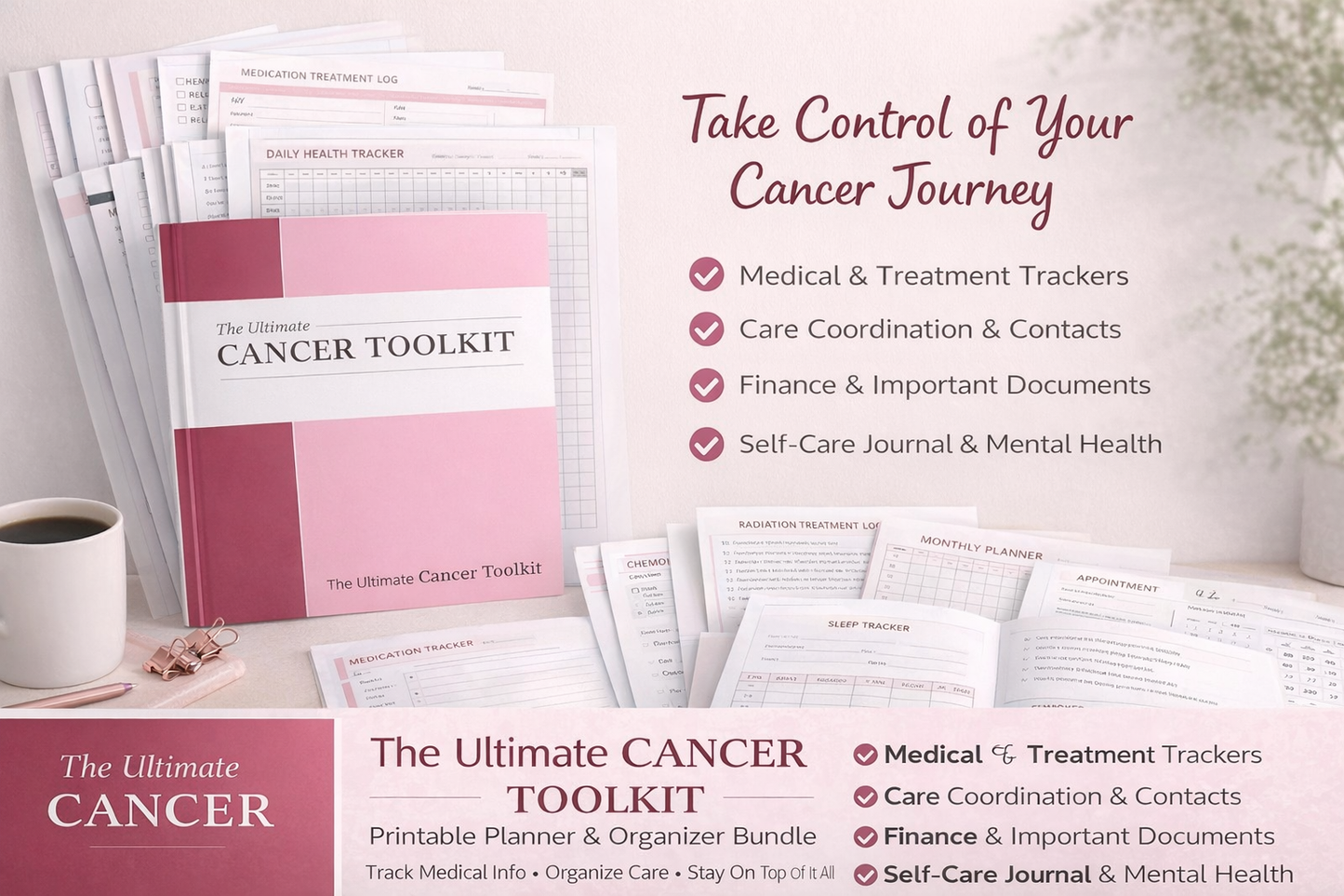 Ultimate Cancer Care Toolkit | Printable Planner, Tracker & Organizer Bundle Drake Wellness