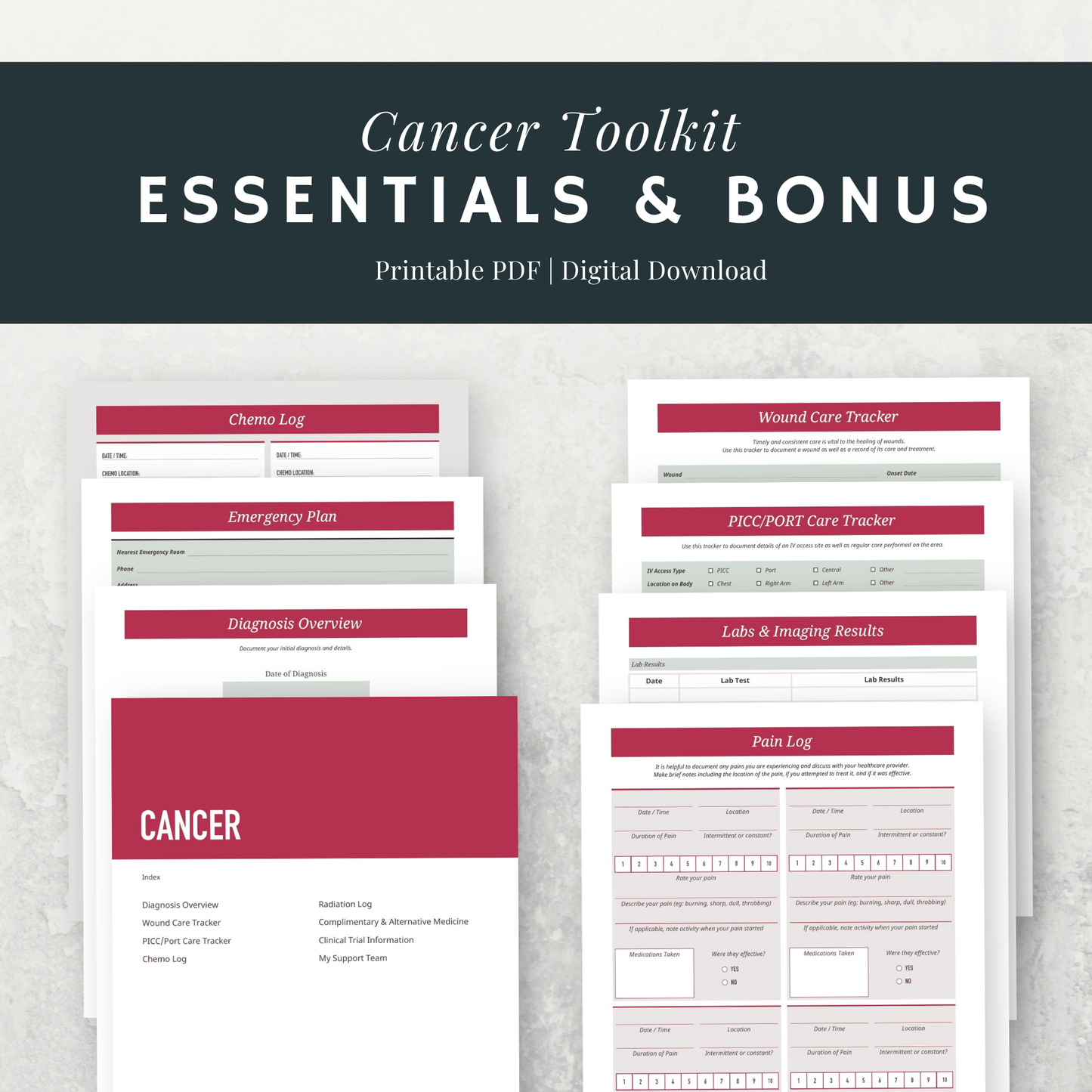 Ultimate Cancer Care Toolkit | Printable Planner, Tracker & Organizer Bundle Drake Wellness
